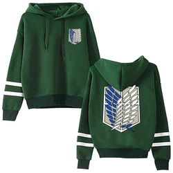 Sudadera con capucha de manga larga a rayas de Attack on Titan, Jersey, Tops Harajuku