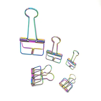 

1pcs Colorful Hollow Long Tail Clip Cross Hot 19mm/32mm/51mm Metal Plating Rainbow Paper Clip Dovetail Clip