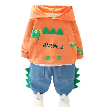 

2PCS Children's Sets Boys' Autumn CartoonDinosaur Hooded Sweater Pants Set Children's Clothes1464