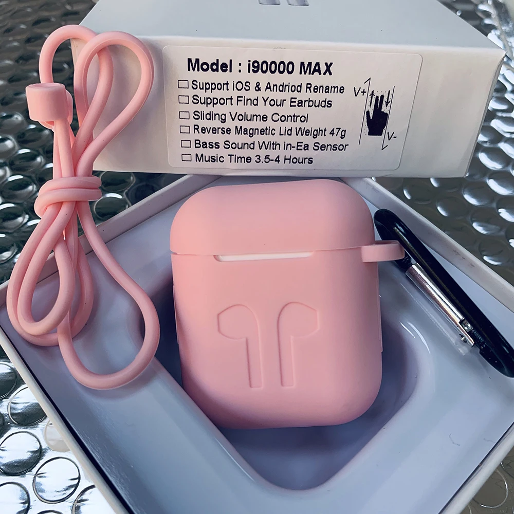 i90000MAX-pink-kits I90000MAX TWS Arie 2, беспроводные наушники, 8D, супер бас, Bluetooth 5,0, наушники, раздвижные, регулировка громкости, наушники PK i5000 i9000tws - Color: i90000MAX-pink-kits