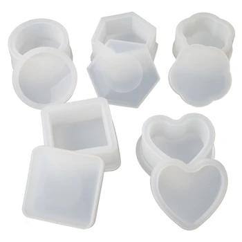

5 Pcs Box Resin Molds with lids Silicone Molds for DIY Craft Making Storing Earrings, Rings, Coins, Keys Ashtray