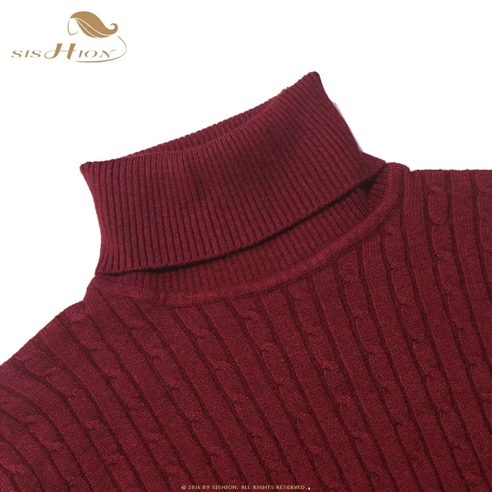 SISHION 2019 осенний теплый свитер с воротником под горло мужской модный однотонный вязаный мужской s свитер QY0336 Повседневный тонкий пуловер Mem