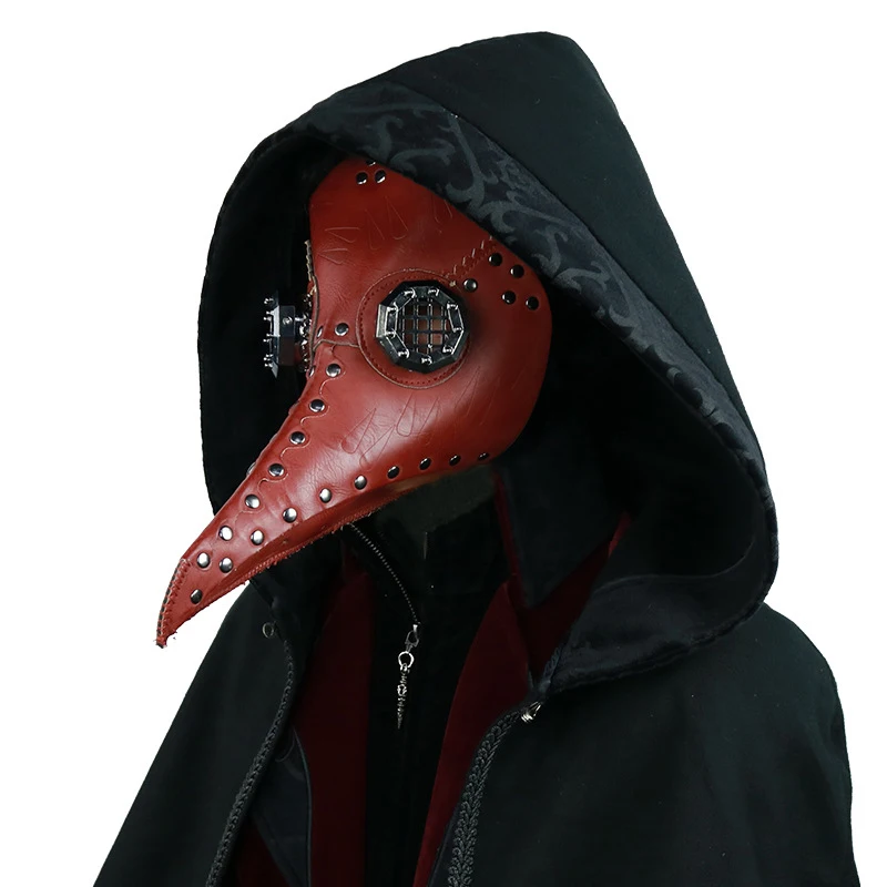 

Маска Чумного птица в стиле стимпанк, докторская маска с длинным носом для косплея, фэнтезийная кожаная Ретро Маска на Хэллоуин с коричневыми заклепками, 2020