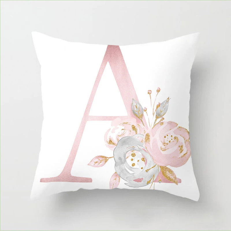 Hf932454e25054fb984fd10c812033d0eL Pillow Letters Pink Floral Decorative Cushions Pillowcase Polyester Cushion Cover Throw Pillow Sofa Decoration Pillowcover 40835