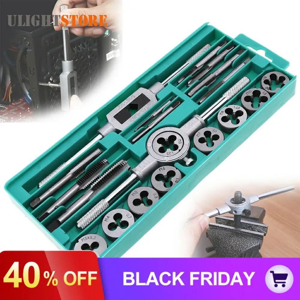 

20pcs Tap Die Set 1/16 - 1/2 Inch NC Screw Thread Plugs Taps Wrench Alloy Steel Hand Screw Taps Cutting Adjusting Tools