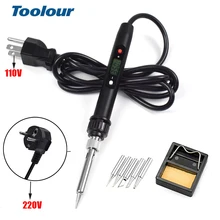 Toolour EU/US 220V/110V 80W Adjusting Temperature Electric Soldering Iron Welding Tool Set with 5 Iron Tips Soldering Stand