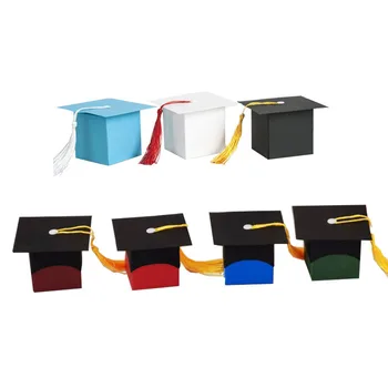 

50pcs/lot Graduation Bachelor Cap Chocolate Box Gift Sweets Box Gift Packing Box High School Celebration Party Supplies