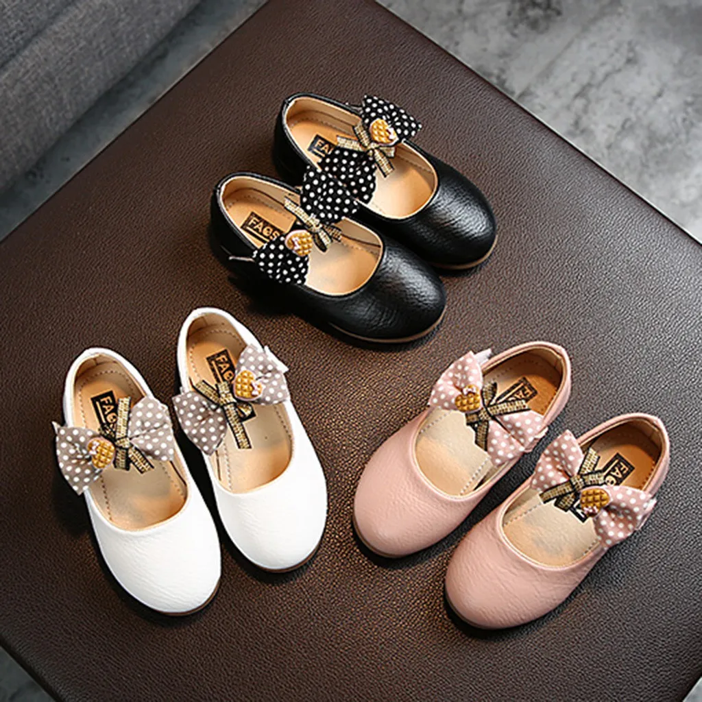 Девочки повседневная обувь дети девочки Кожаная обувь для малышей младенцев Дети Девочки Бант бабочка принцесса кожаная обувь