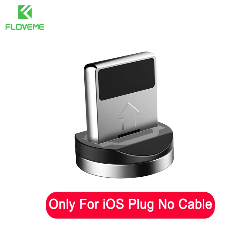 FLOVEM Магнитный кабель Micro usb type C USB-C кабель 1 м 2 м светодиодный короткий usb кабель для зарядки магнитное зарядное устройство круглый разъем для iPhone XR - Цвет: For Apple Plug