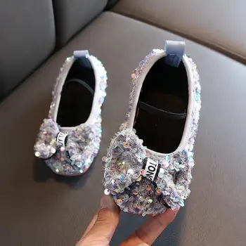 

Loafers Girls Glitter Princess Toddler Sneakers Girls Children Flats Shining Teenage Shoes Fashion Sequin Shoes For Kids