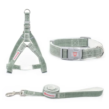 

Pet Dog Collar Leash Harness Set For Dogs Adjustable Bamboo Fiber Cotton Linen Collar Leashes For Puppy Small Medium Dogs Walk