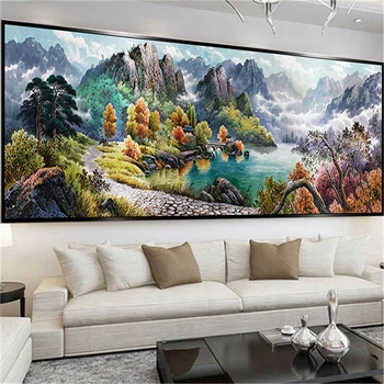 

RAILONCH Full Drill 5D Diamond Painting Landscape Spring 5D Diamond Embroidery Mosaic Cross Stitch Home Decor Christmas Gifts