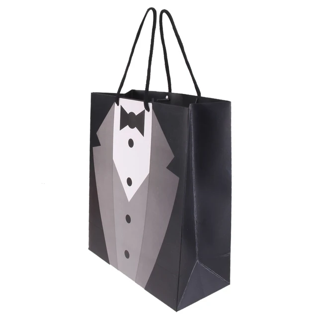 Tuxedo Gift Bag Set for Wedding Groomsman, Bachelor Party Favors