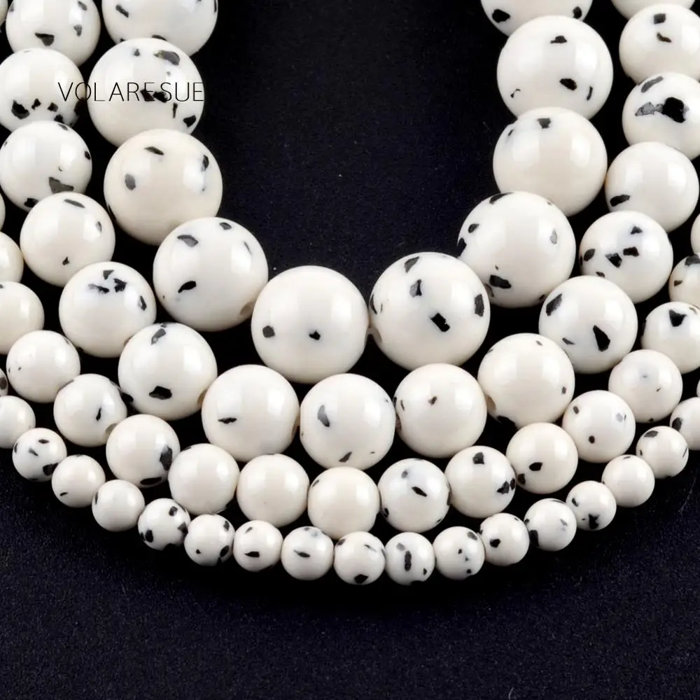 Natural Black Spot Bodhi Seed Stone Round Loose Beads For Jewelry Making 4-10mm Spacer Fit Diy Bracelet Necklace 15”Strand | Украшения и