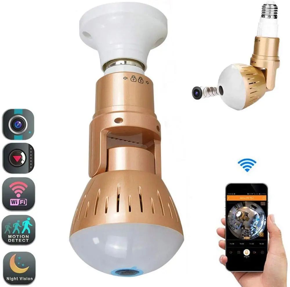 

EVKVO 360 Degree Panoramic Rotating Camera Wireless WiFi Induction Real-time Monitor Infrared Night Vision Home Security Protect
