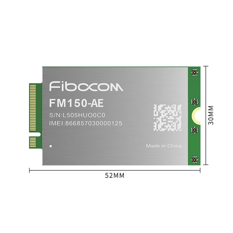 Fibocom FM150-AE 5G module Чипсет Qualcomm SDX55 SA/NSA 5G NR Sub-6 band LTE Cat20 M.2 модем Asia Europe Australia MIMO GNSS