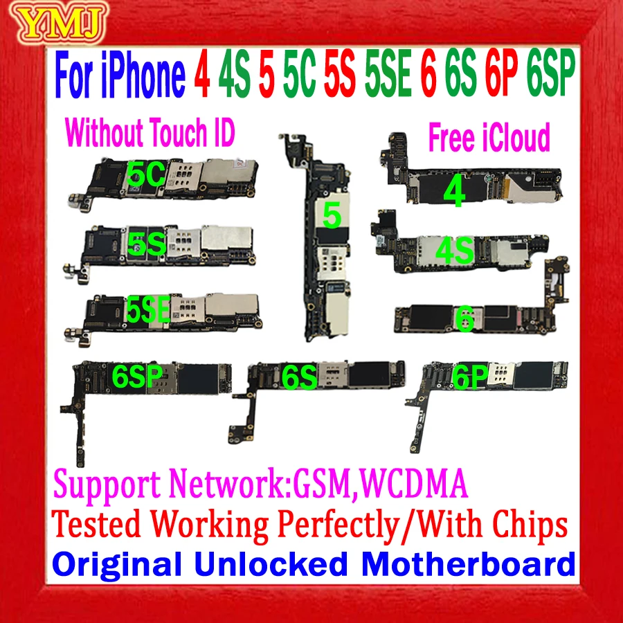 Фабрика разблокирован для iphone 4S 5S 5C 5 SE 6 Plus 6s материнская плата бесплатная iClud и