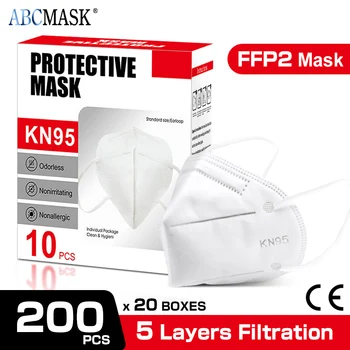 

200PCS CE Reusable Mask FFP2 KN95 Face Mask Respirator Anti Dust PM2.5 Protective Pollution Valve FFP2 KN95 Face Masks Filter