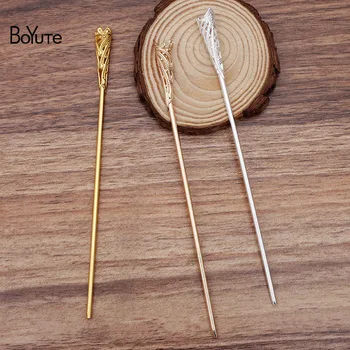 

BoYuTe (10 Pieces/Lot) Filigree Bead Caps Welding 120*2.5MM Iron Metal Hair Stick Diy Hair Accessories Materials