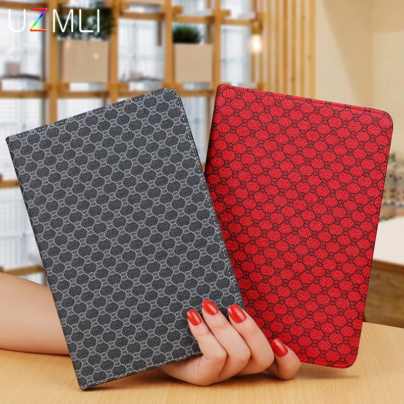 

For Apple new iPad 2017/2018 air air2 pro 9.7 Smart Wake Leather Soft TPU Case Luxury Plaid Tablet Protective Cover+Gifts