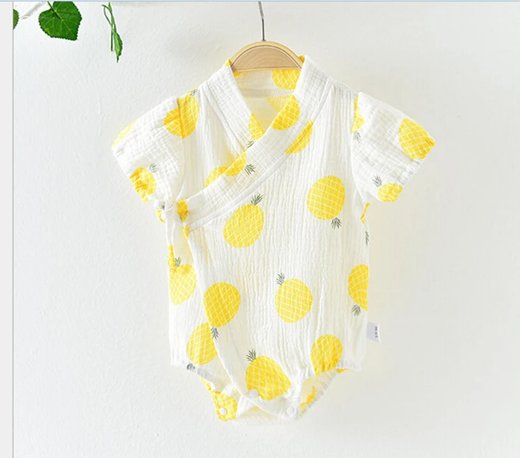 2020 Cute Floral Baby Girls Boys Rompers Newborn Unisex Summer Clothes Side lace-up Short Sleeve Outfits For kids 0-12M | Детская одежда