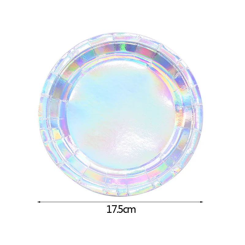 sb02-8pcs plates Разноцветные розовые серебристые, лазерные Одноразовые Набор посуды для вечеринки, бумажные чашки тарелки и соломки для свадьбы День рождения, мероприятие, вечеринка - Цвет: sb02-8pcs plates
