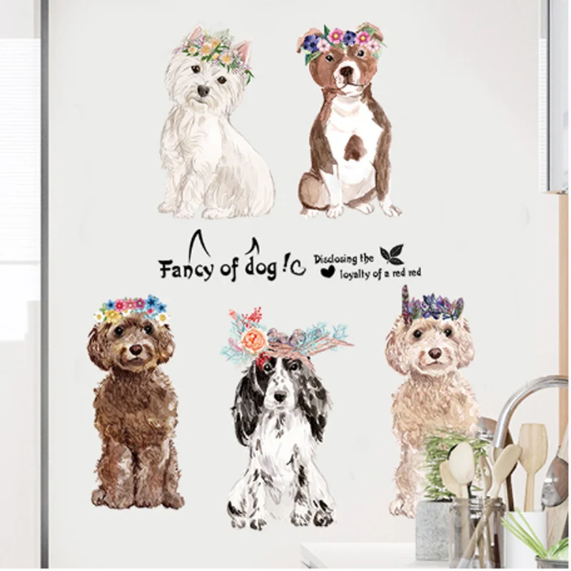 Dog Pattern Wall Stickers Bathroom Toilet Kids Room Decoration Wall Decals Sticker Refrigerator Waterproof Poster For Home