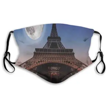 

Mouth Mask,Sanitary Mask,Protection From Dust, Ash,Pollen Face Masks Full Moon Night Sky Dusk Digital Style Minimal French Flag