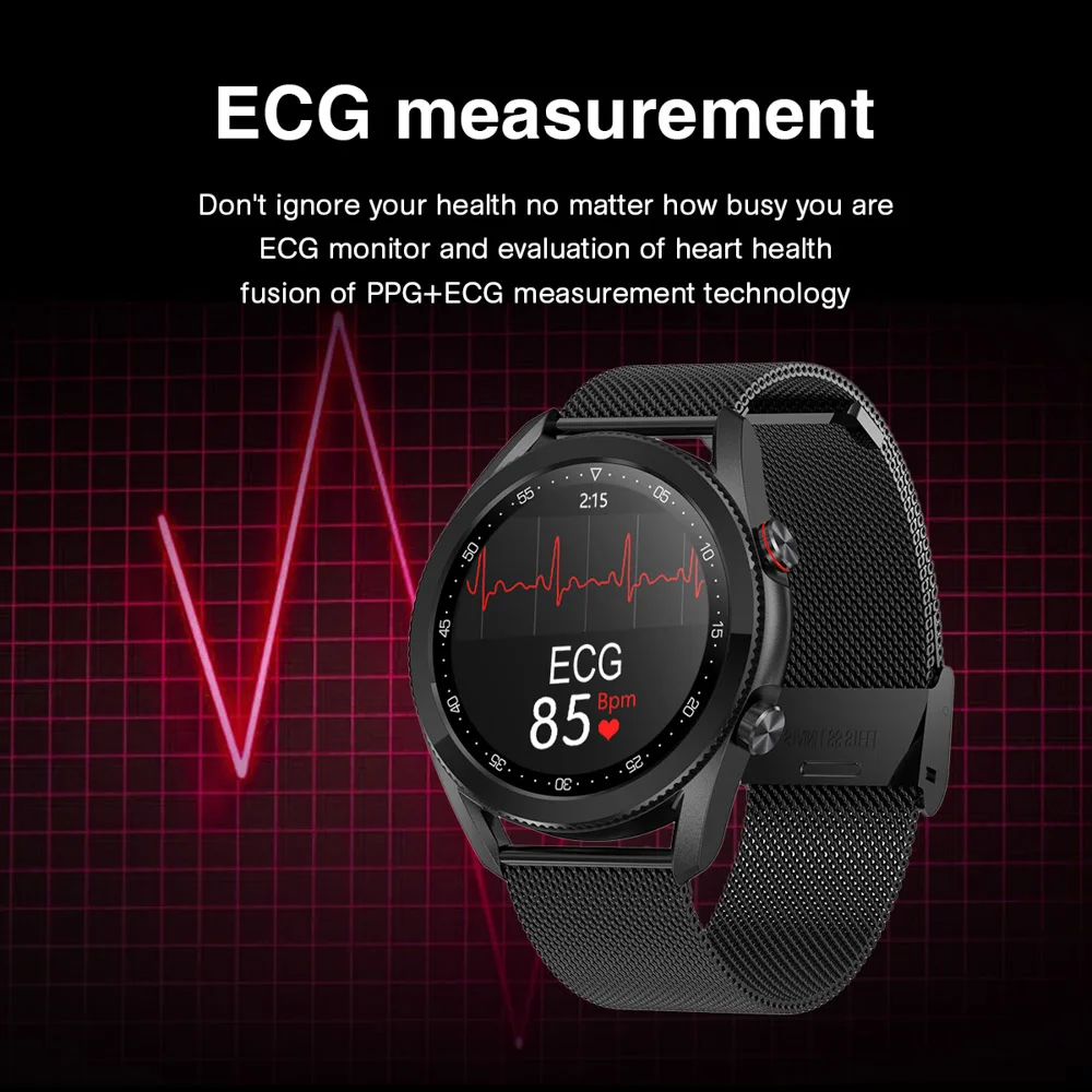 US $29.40 l19 Smart Watch Men ECGPPG Bluetooth Call IP68 Waterproof Full Touch Screen Smartwatch For Android IOS Sports Fitness Tracker