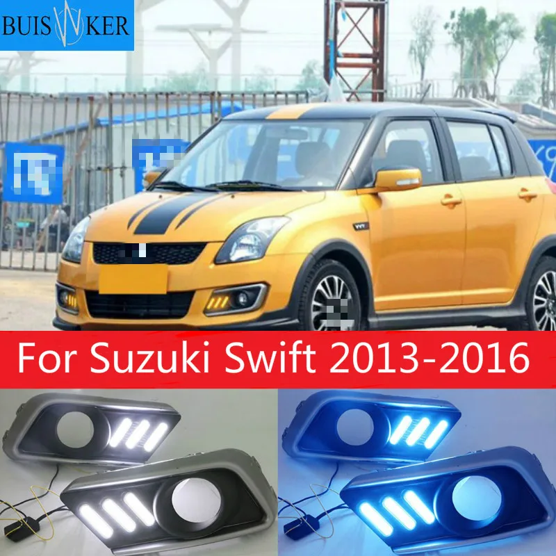 

1 пара DRL для Suzuki Swift 2013-2016 Автомобильный светодиодный вождения Габаритные огни белый Тюнинг автомобилей колпак противотуманных фар