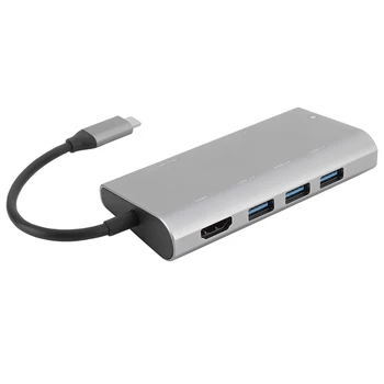 

Type-C to HDMI Hub RJ45 8-in-1 Multi-Function USB-C Docking Station for Notebook Type-C Docking Station