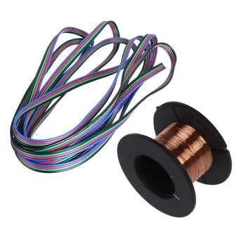 

SHGO HOT-1Pcs 15M 0.1MM Copper Soldering Solder Enamelled Reel Wire Roll Connecting & 1Pcs 4 Pins Cable Connector Extension Wire