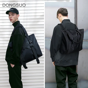 

Fashion casual men shoulder bag men large totes handbag waterproof oxford laptop back bag black 2020 new