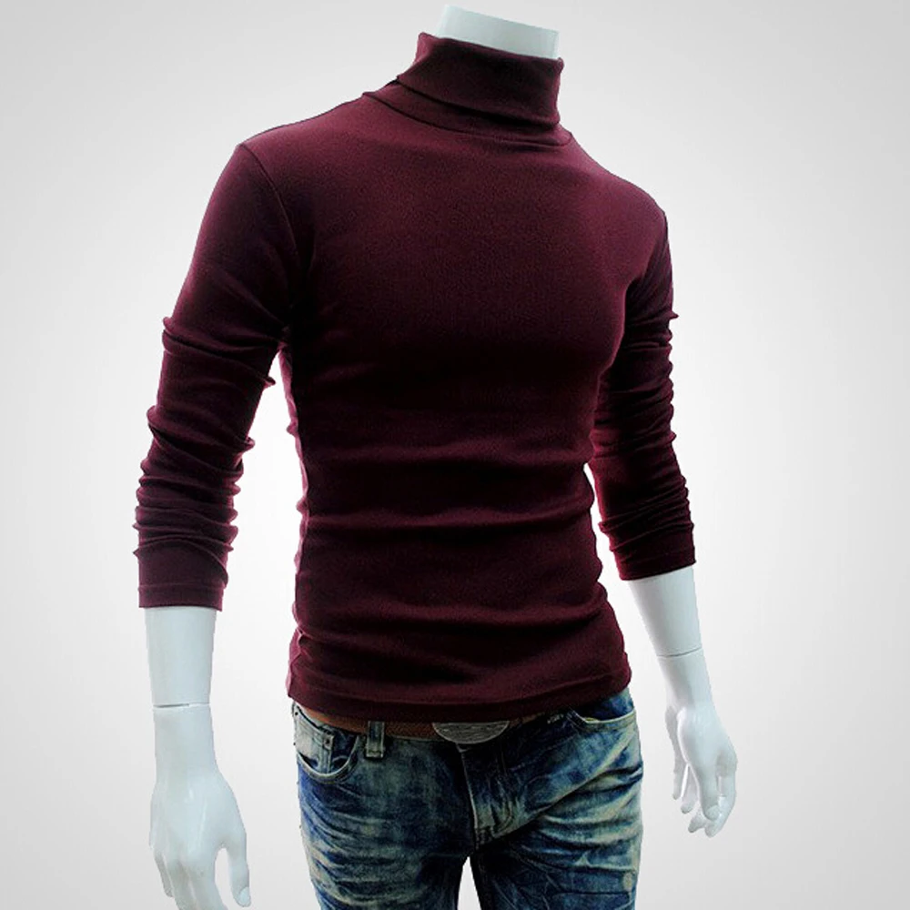 Мужские свитера в повседневном стиле, одноцветные пуловеры с длинным рукавом, Тип изделия, воротник-хомут, стандартная толщина