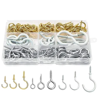 

168Pcs Screw-In Hooks Celling Hooks Metal Eyebolts for Hanging Cup, Jewelry, Plant Home Improvement Tools