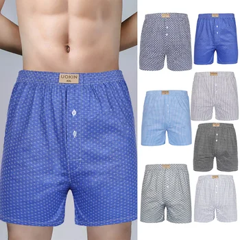 

Men Boxers Casual Classic Woven Plaid Loose Boxer Tartan Shorts Home Underpants Fashion Breathable New Male Underwear Clothes
