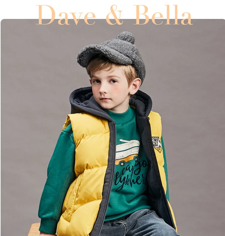 DBK11247 dave bella/осеннее однотонное пальто без рукавов для мальчиков детское желтое пальто высокого качества детский жилет 1 предмет