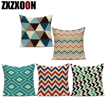 

Simple Square Geometric Stripe Wave Decorative Pillows Cushion Cover Cotton Linen Pillowcase Funda Cojines for Sofa Home