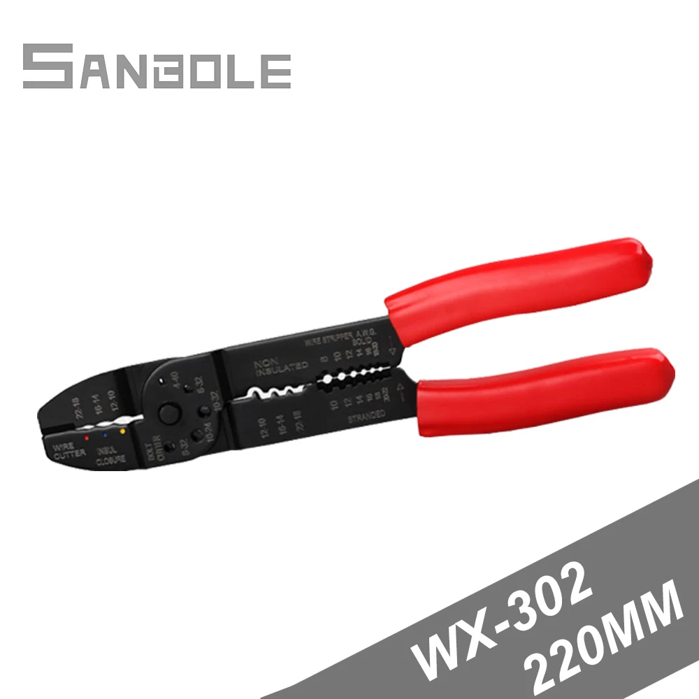 

WX-302 Multifunctional Cold-pressed Terminal Wire Clamp 9 Inch Wire-stripping Clamp Flat Mouth Steel 220mm 9 Inches