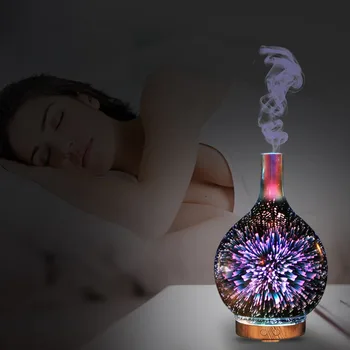 

2018 New 1PC 3D Glass Ball Pattern Humidifier Home Aroma Essential Oil Diffuser With Seven Color Night Lights Air Purification