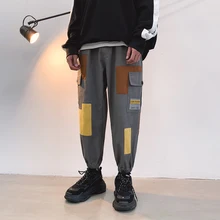 Весна и осень мужские Новые повседневные контрастные цвета луч брюки свободные темпера Мужские t Trend Хлопковые Штаны для уличного бега
