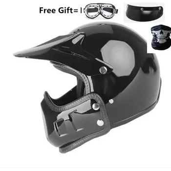 

Motorcycle helmet de cafe racer helmet modular Full Face gloss black capacetes de motociclista
