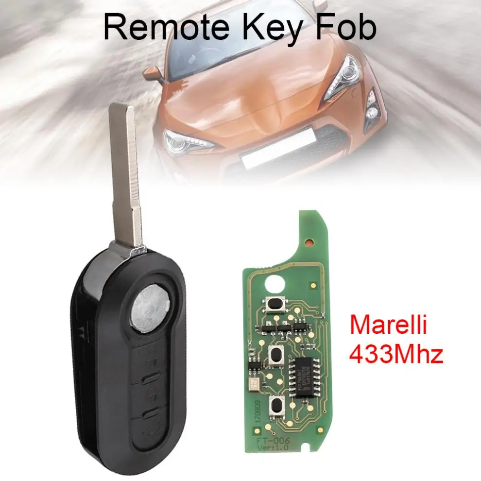 433 МГц 3 кнопки Marelli Система дистанционного ключа автомобиля с ID46 чип и SIP22 лезвие подходит для FIAT 500L/MPV/Bravo/Ducato