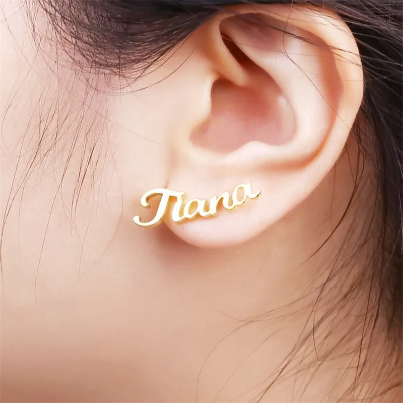 

Custom Name Earrings Stainless Steel Stud Earrings Custom Name Personalized Earrings for Women Bridesmaid Oorbellen Voor Vrouwen
