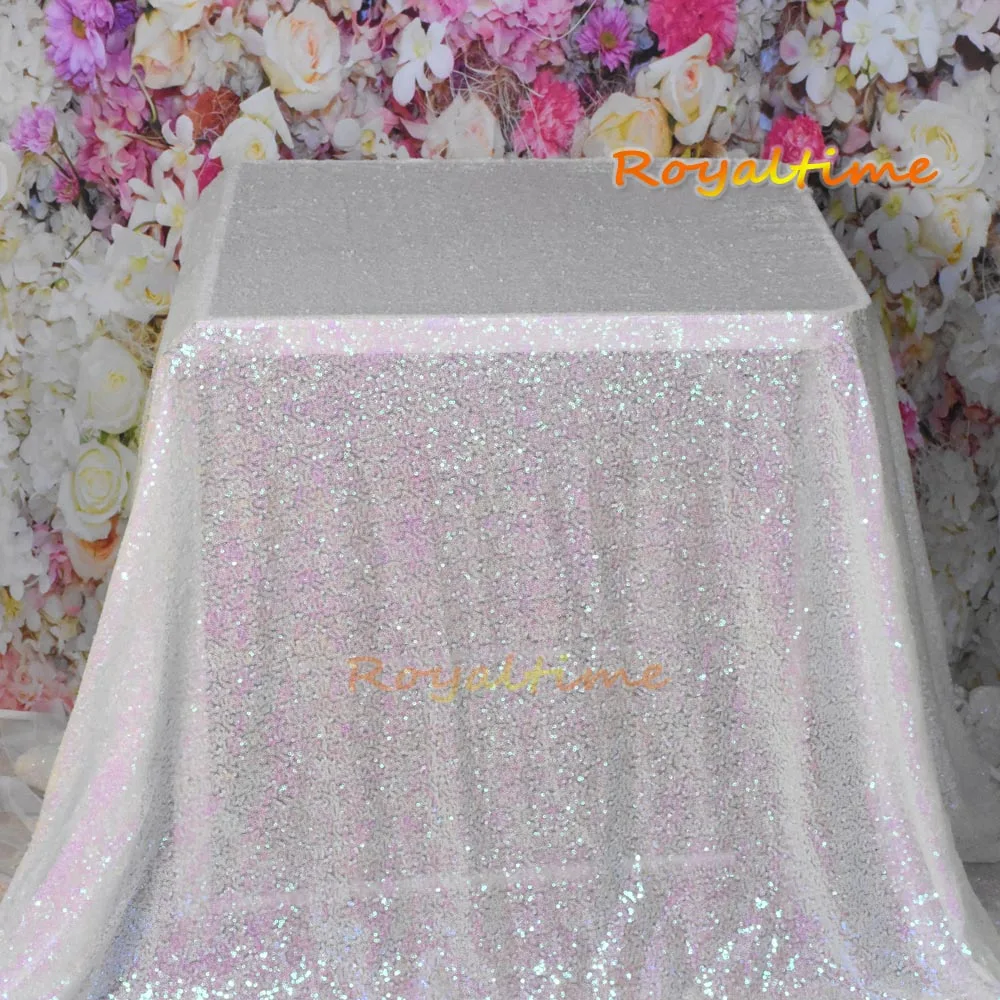 Iridenscent White Royaltime прямоугольная скатерть с блестками 90x132inch-225x330cm Лавандовая скатерть с блестками для рождественской вечеринки, свадебного украшения - Цвет: Iridenscent White