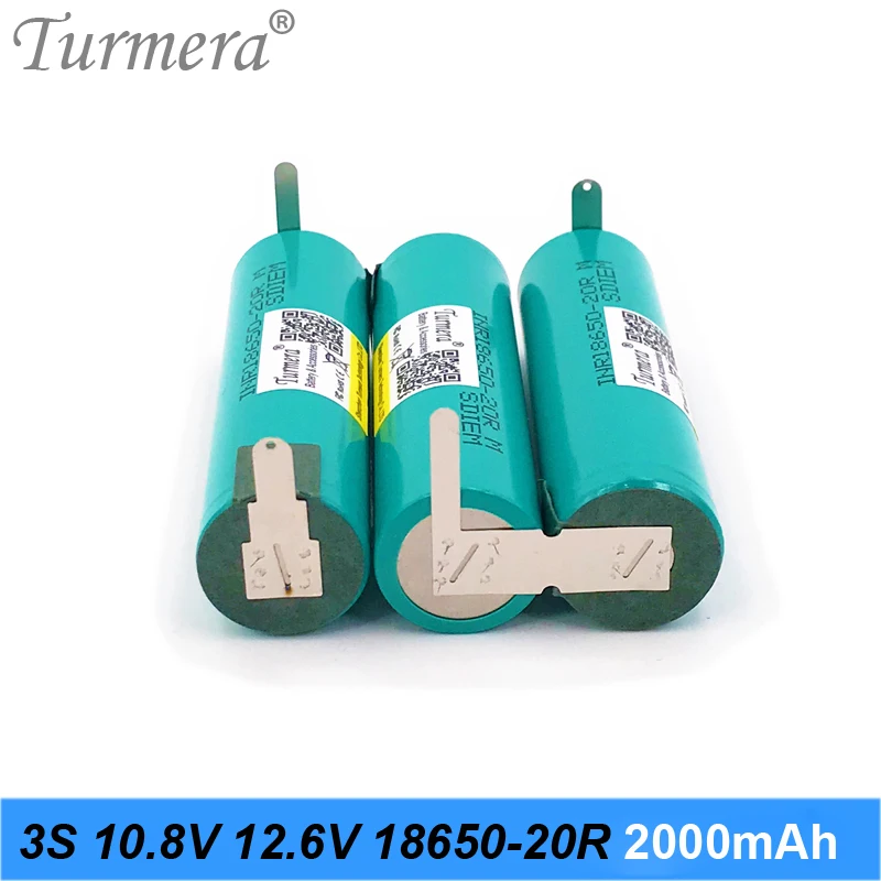 Turmera 3S 10.8V 12.6V INR18650-20RM 2000mAh 4000mAh 20A Battery Soldering Battery for Screwdriver Shrika and Vacuum Cleaner Use 005