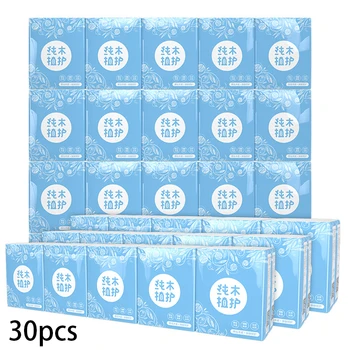 

30Packs Of Mini Portable Household Wood Pulp Handkerchief Paper 3-layer Reinforcement Design Skin-friendly