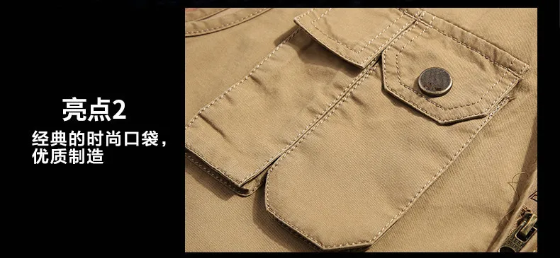 Spring Vest Men's New Style Pure Cotton Waistcoat V-neck Multi-pockets Waistcoat Middle-aged Casual Vest Daddy Clothes