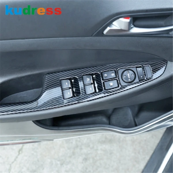  For Hyundai Tucson 2015-2018 2019 2020 Carbon Fiber Interior Stickers Window Lift Switch Button Pan