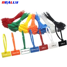 100pcs Easy Mark 4*150mm Nylon Cable Ties Tag Labels Plastic Loop Ties Markers Cable Tag Self-locking Zip Ties